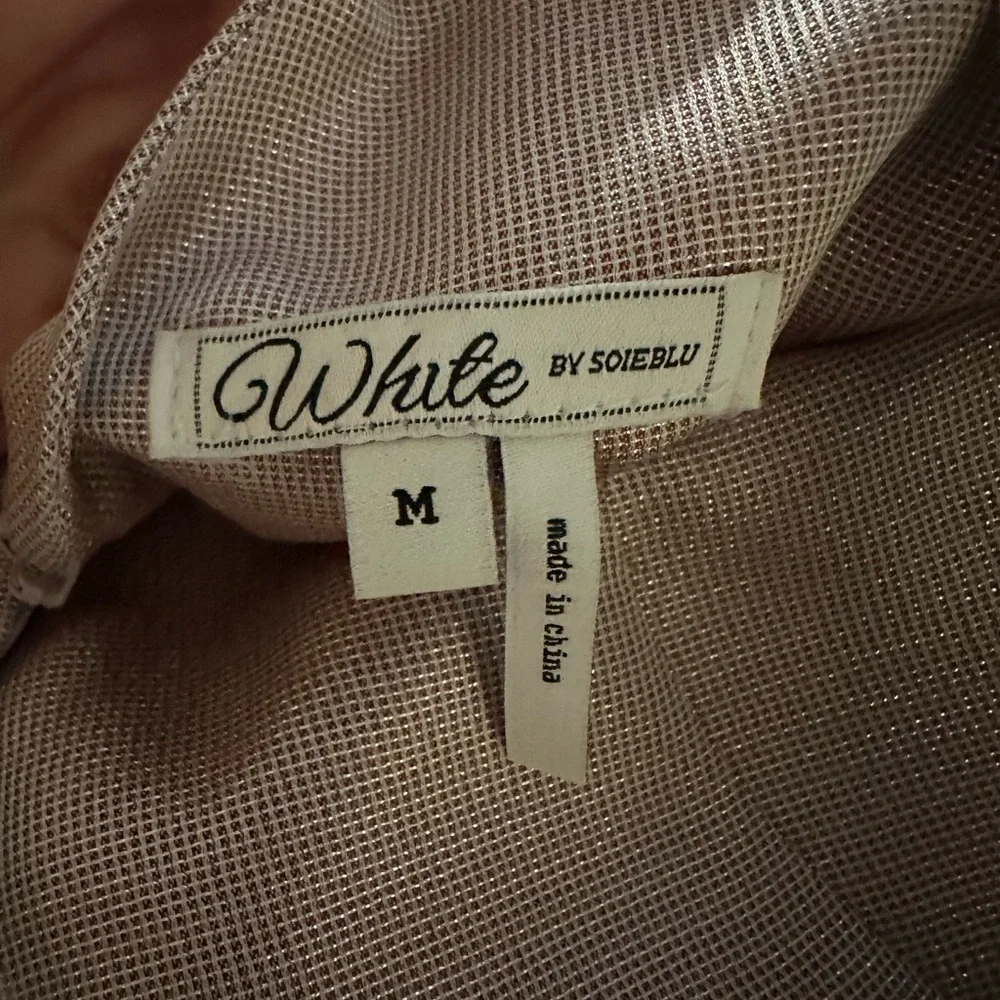 🆕 White Soieblue Shimmering Pink Champagne V neck Beaded sequins Evening Prom M - Picture 6 of 12